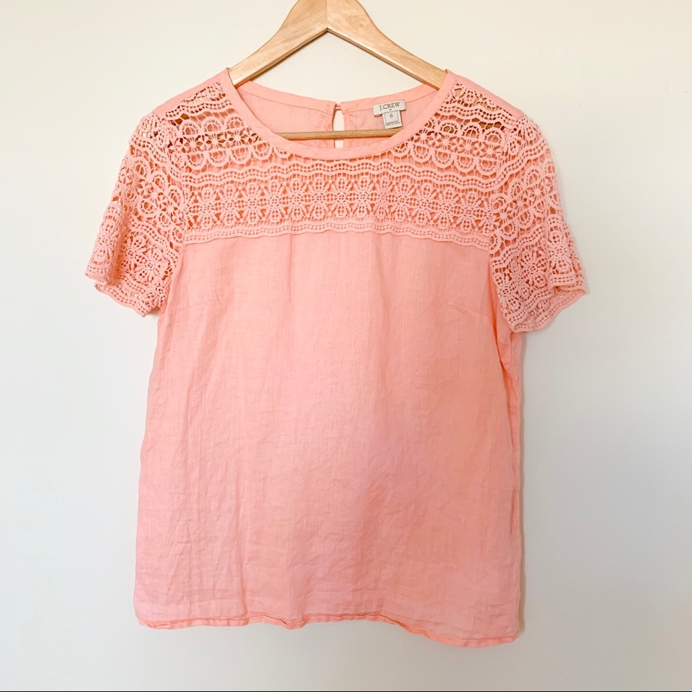 J. Crew Crochet Linen Blouse